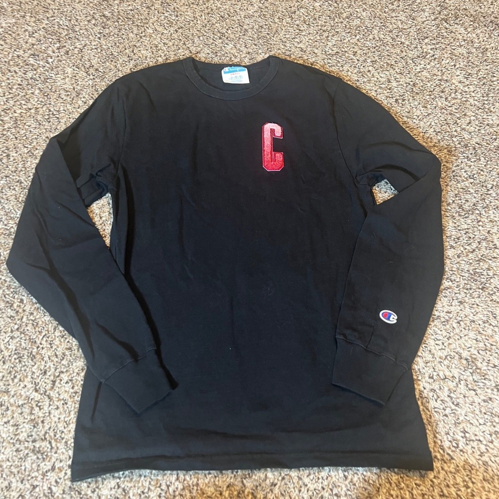 Champion Black Long‎ Sleeve T Shirt C Patch Logo Women's Small
